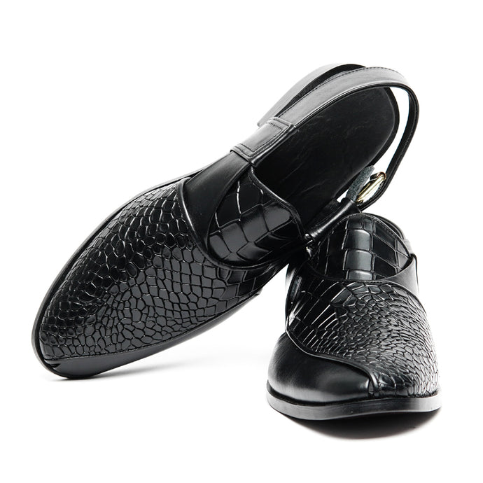 Black Crocodile Leather Peshawari