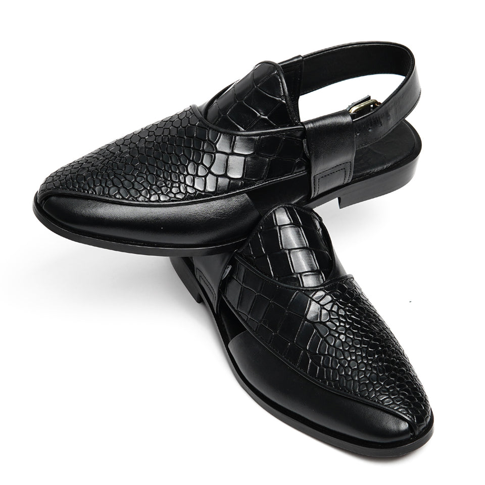 Black Crocodile Leather Peshawari